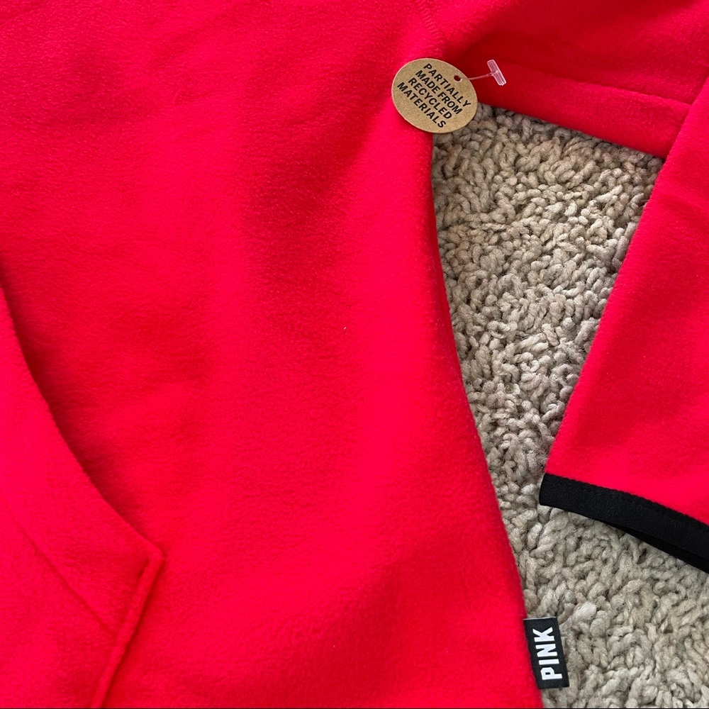 Victoria’s Secret PINK Polar Fleece Pullover Sweater Red Black Size Medium - Picture 5 of 11